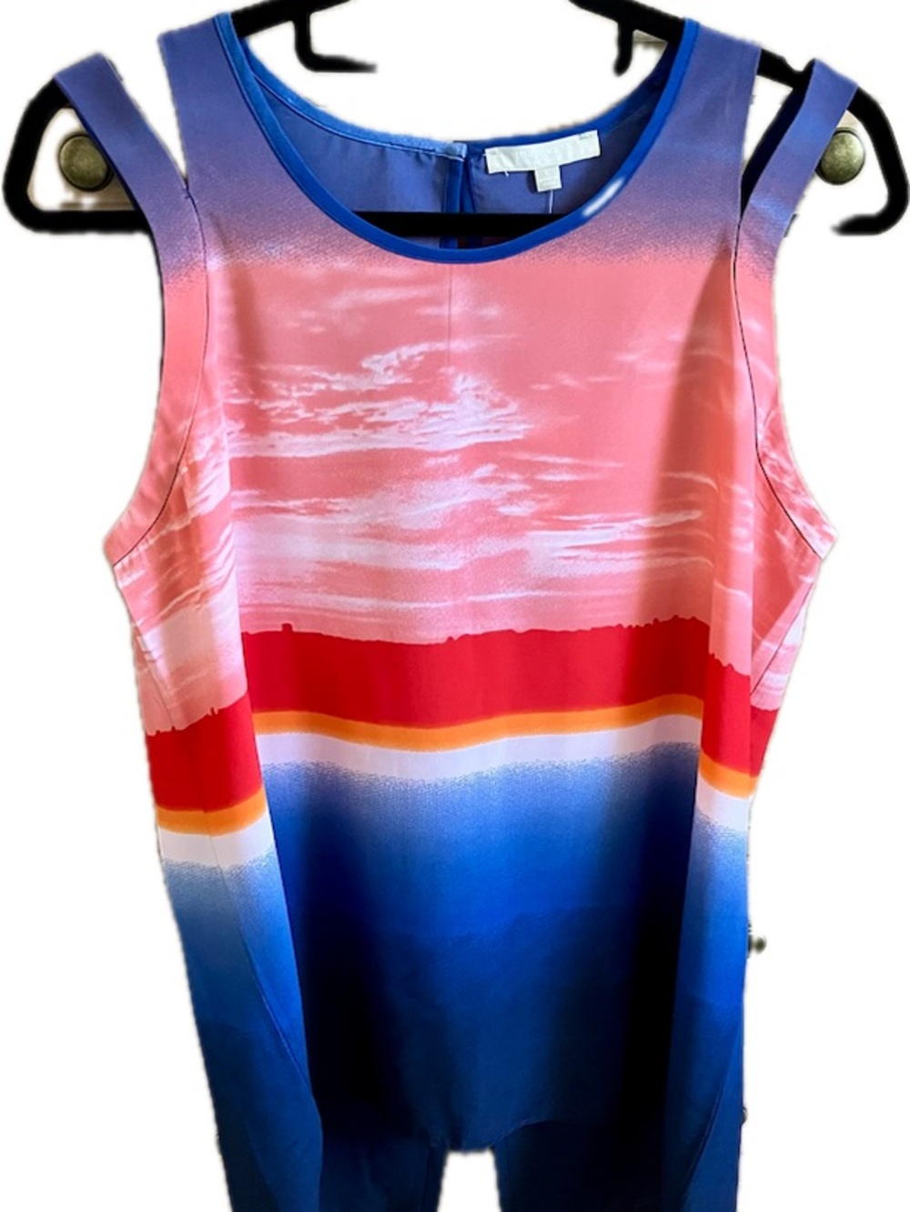 Joan Vass Pink, Blue & Red Ombre Tank Top